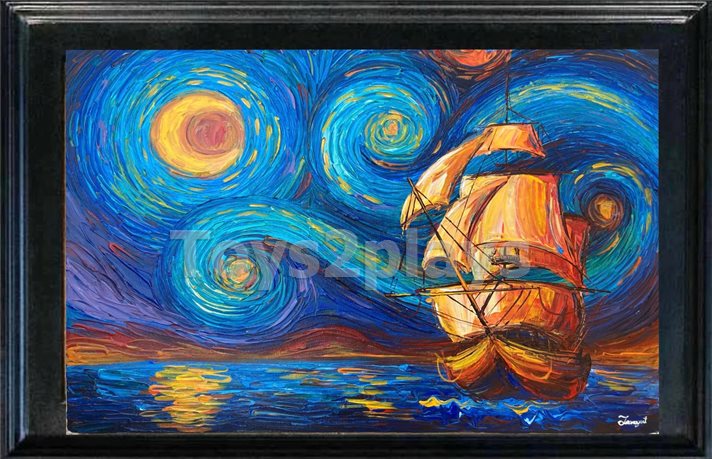 ภาพเขียน เรือสำเภาเรียกทรัพย์ / ไม่รวมกรอบ