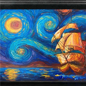 ภาพเขียน เรือสำเภาเรียกทรัพย์ / ไม่รวมกรอบ